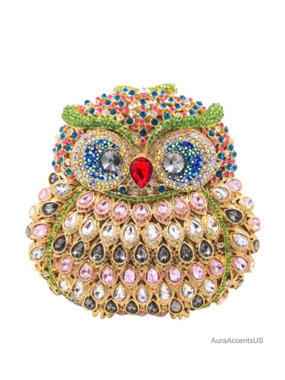 Mini Owl Crystal Clutch Rhinestone Evening Bag with Detachable Straps
